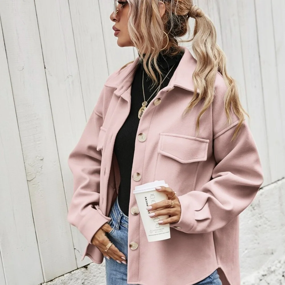 Cozy Boyfriend fit Button oversized shacket jacket - Picture 8 of 16